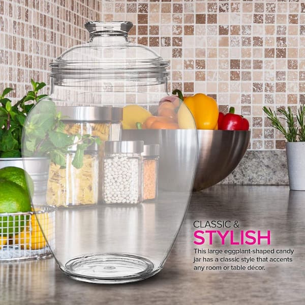 1 Piece 128-Ounce Candy and Cookie Jar with Lid, 1 Gallon Premium Acrylic Clear Apothecary Jar, Clear