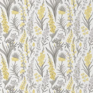 Yellow & Gray Botanical Print Vinyl Peel and Stick Wallpaper Roll (Covers 27.33 sq. ft.)
