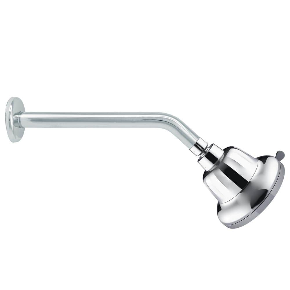 Westbrass 7-Spray Patterns 1.8 GPM 5 in. Wall Mount Fixed Shower Head with Filter and 10 in. Brass Shower Arm in Polished Chrome