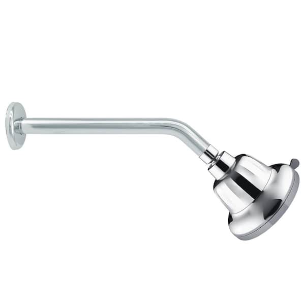 7-Spray Patterns 1.8 GPM 5 in. Wall Mount Fixed Shower Head with Filter and 10 in. Brass Shower Arm in Polished Chrome