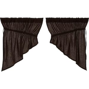 Burlap 36 in. W x 36 in. L Cotton Light Filtering Rod Pocket Prairie Swag Valance in Chocolate Brown Pair