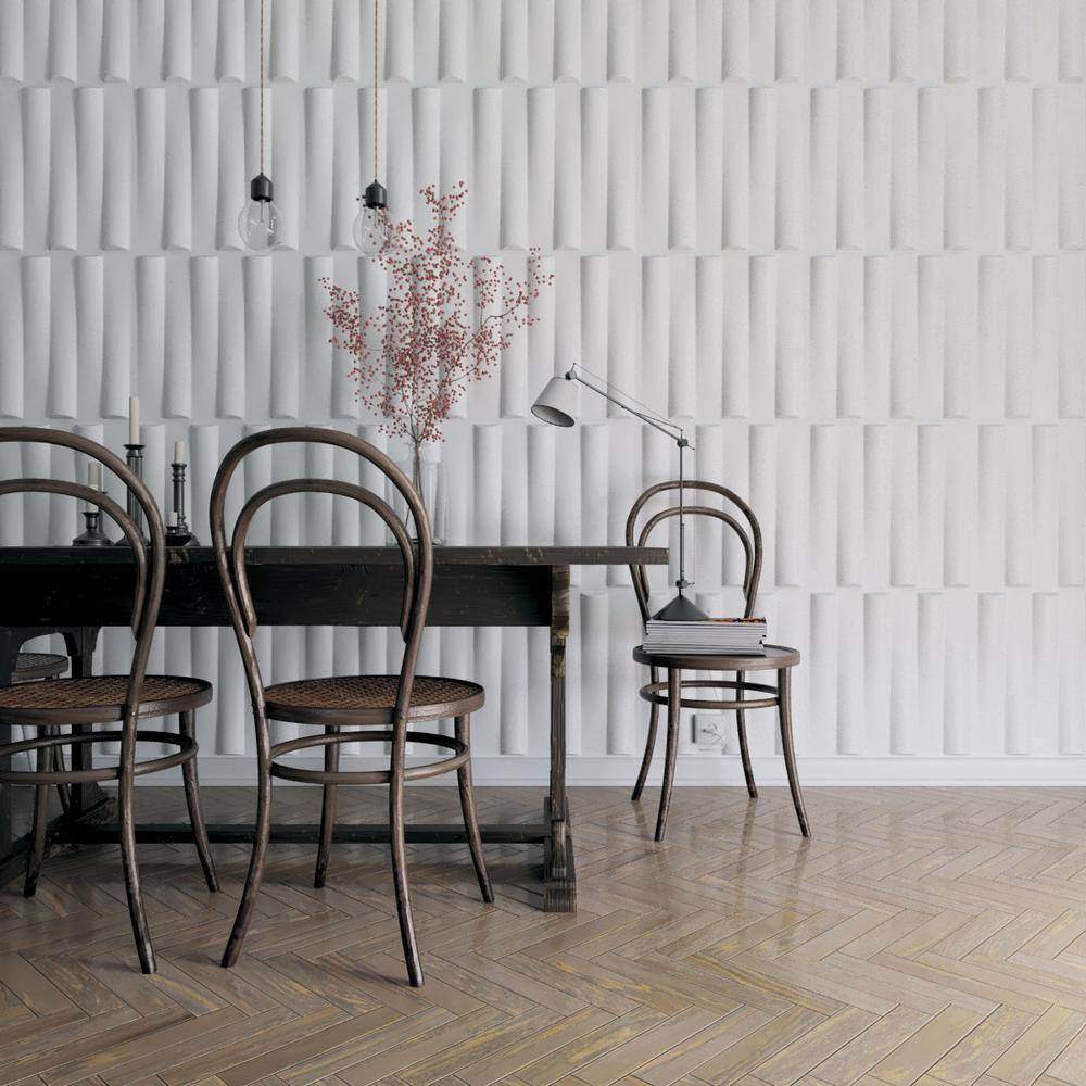 White Textured PVC 3D Decorative Wall Panel 19 5/8" x 19 5/8"