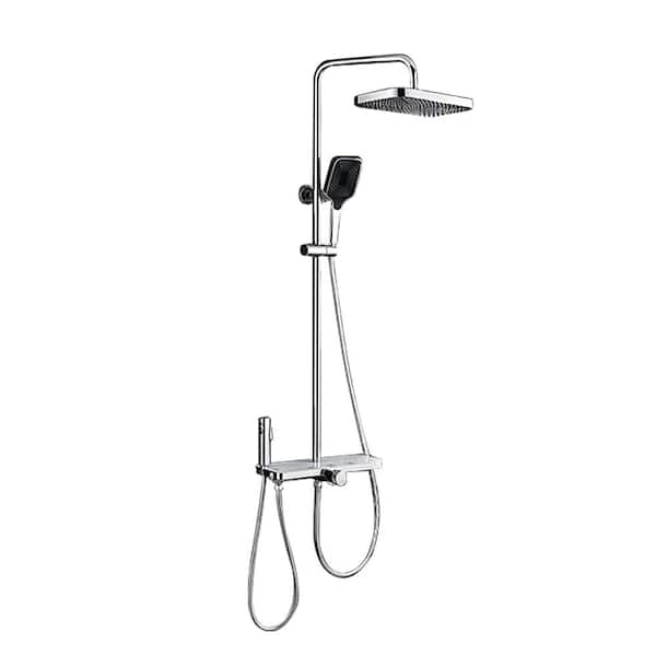 Aosspy Modern 3-Spray 12 in. Dual Shower Head and Handheld Shower Head in Chrome
