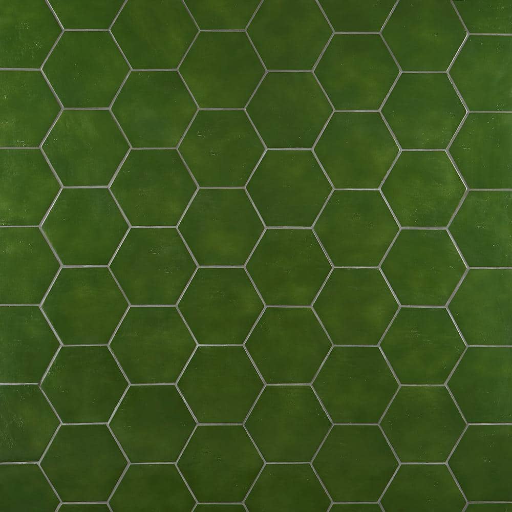 Triton Moss Green Glossy Hexagonal Porcelain Tile