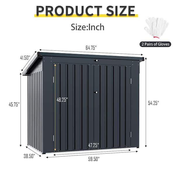 Ama pear Black 65 in. W x 42 in. D x 54 in. H Metal Outdoor Trash