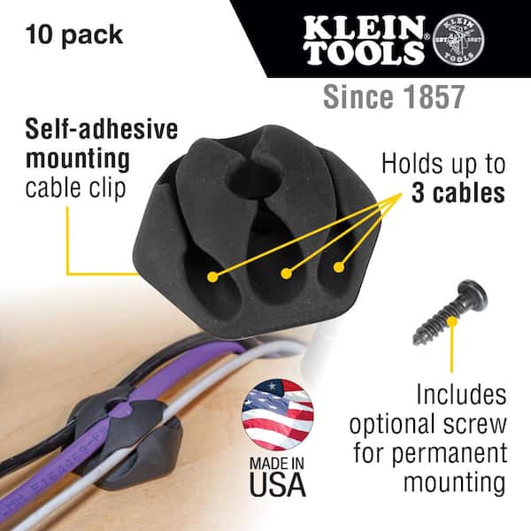 Klein Tools Self-Adhesive Cable Mounting Clips, 3-Slot (10-Pack) 450-410 -  The Home Depot