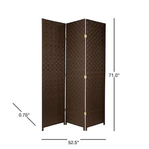 6 ft. Dark Brown 3-Panel Room Divider