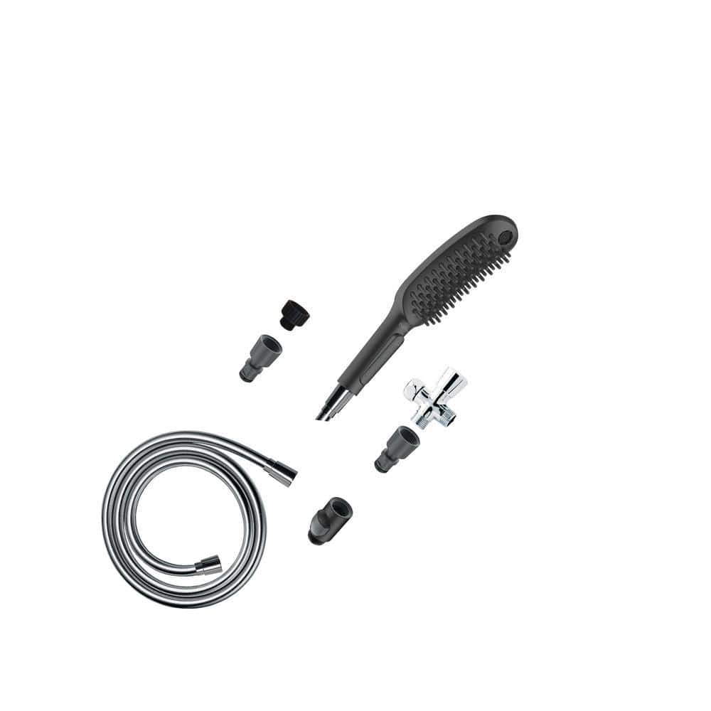 Dog Shower 3-Spray Patterns 1.75 GPM 30 in. Wall Mount Handheld Showerhead Set in Black