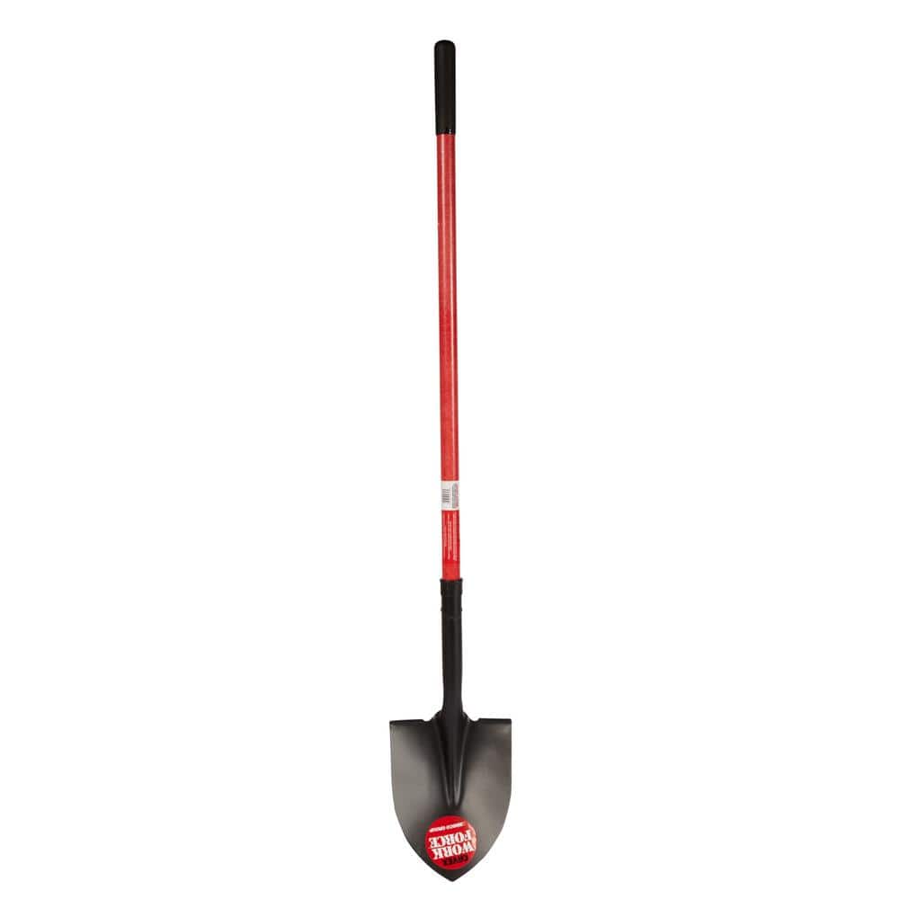 Workforce 48 in. Fiberglass Handle Steel Head Shovel Round Point with - Heavy-Duty 16-Gauge