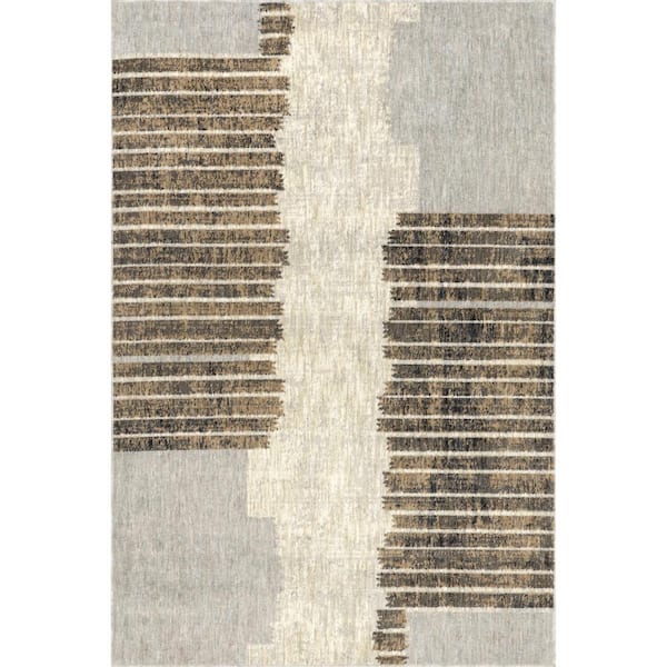 nuLOOM Sarahi Modern Abstract Light Brown 5 ft. x 8 ft. Contemporary Area Rug