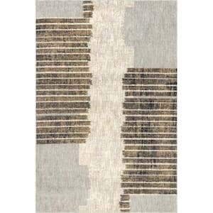Sarahi Modern Abstract Light Brown 8 ft. x 10 ft. Contemporary Area Rug