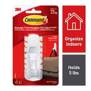 Command 5 lb. Large White Wire Hook (1 Hook, 2 Strips) 17069-ES - The Home  Depot