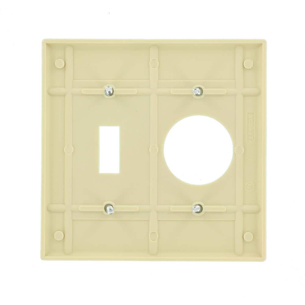 Ivory Thermoset 2-Gang Toggle Switch and Single Receptacle Wall Plate