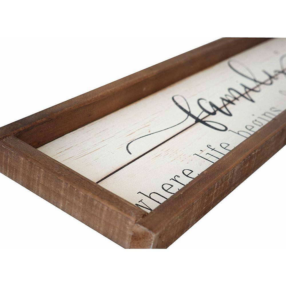 White and Brown Rustic Wood Family Wall Plaque