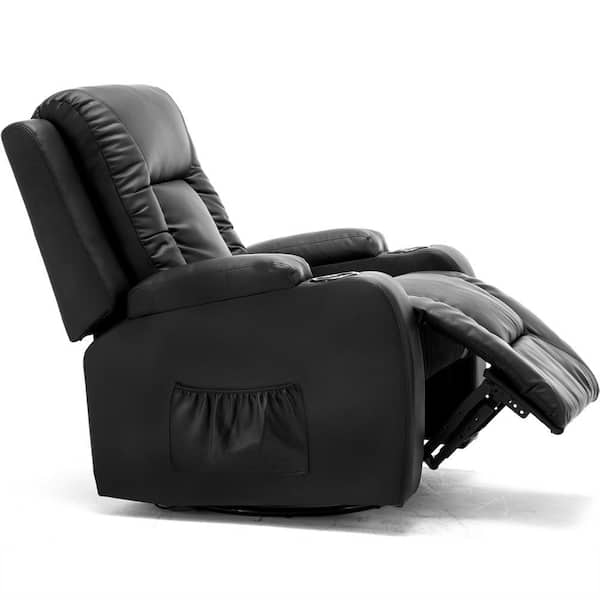 Black PU Leather Massage Lumbar Recliner Chair with Footrest and Bluetooth  Speakers HD-GT208M-BLACK - The Home Depot