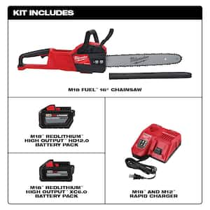 M18 FUEL 16 in. 18V Lithium-Ion Brushless Battery Chainsaw Kit with M18 High Output 6.0 Ah Battery