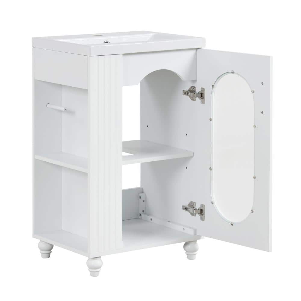 White MDF Freestanding Bathroom Vanity with Ceramic Sink
