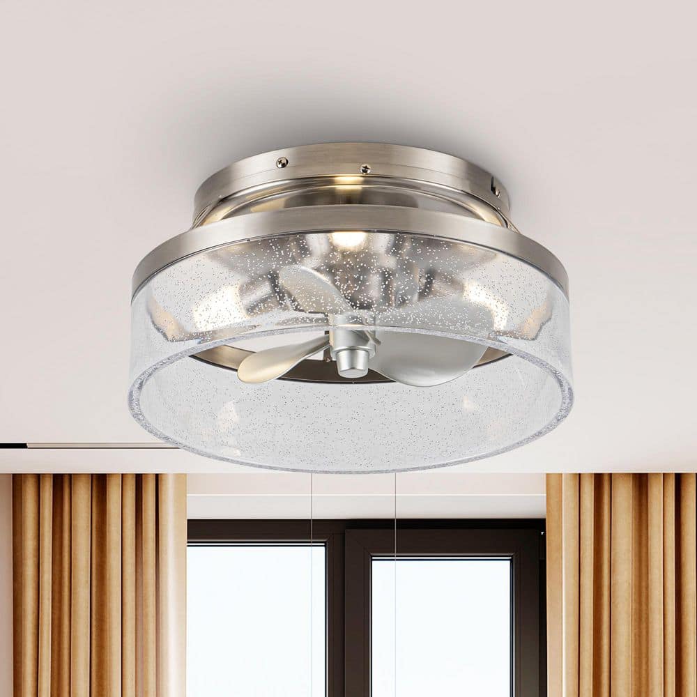 IHOMEadore 12.6 in. Indoor Stain Nickel Flush Mount Caged Ceiling
