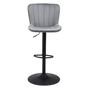 24 in. Gray Low Back Metal Counter Height Bar Chair with Upholstery Seat