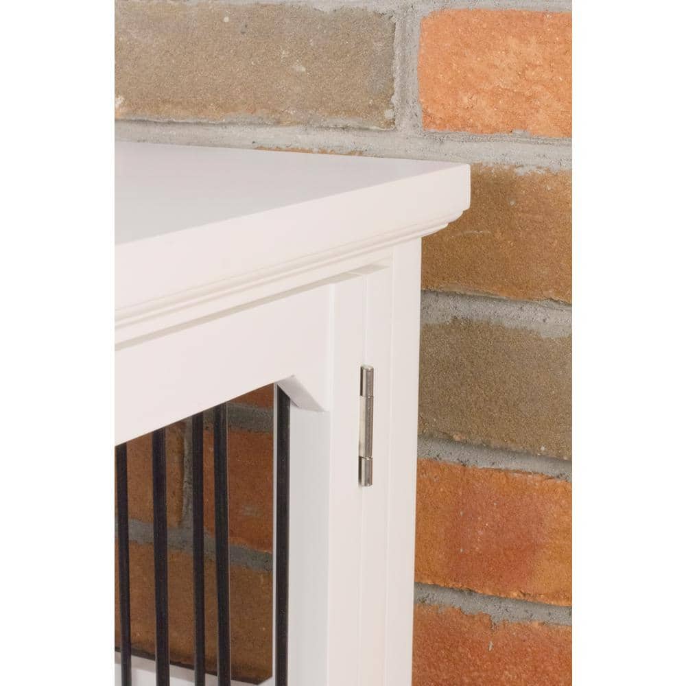 Modern White Slide-Aside Pet Crate & Side Table - Medium
