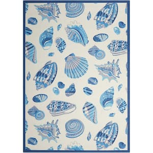 Low Tide Ivory 5 ft. x 7 ft. Abstract Glam Indoor/Outdoor Patio Area Rug