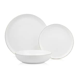Stone Lain Gabrielle 24-Piece White and Gold Bone China Dinnerware Set (Service for 8)