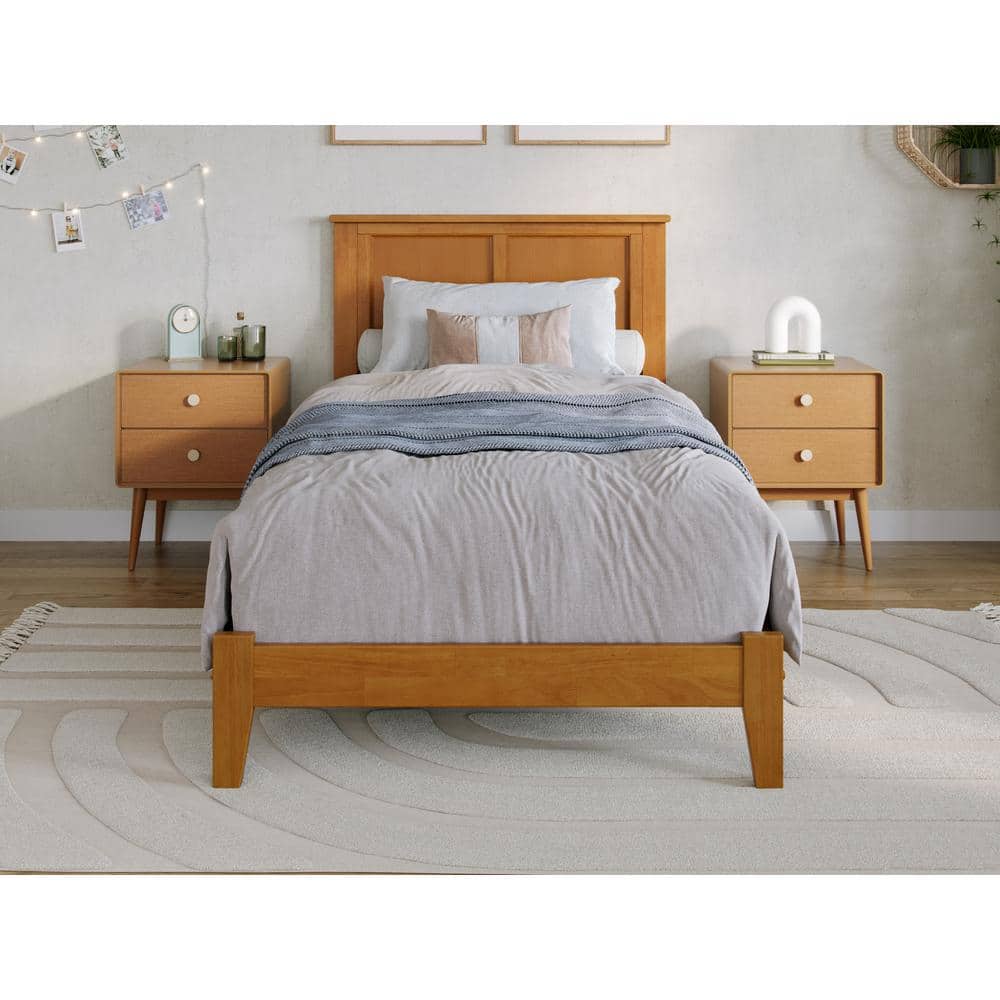 Madison Light Toffee Twin Wood Platform Bed with Headboard