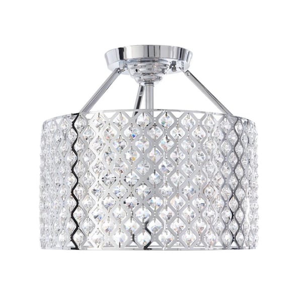 Home Decorators Collection Kimberly 3-Light Crystal and Chrome Semi-Flushmount