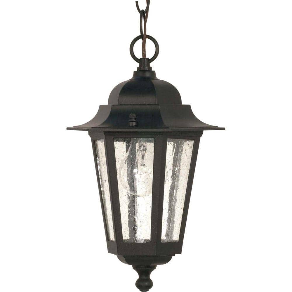 Cornerstone 1-Light Textured Black Outdoor Chandelier with Clear Seeded Glass price history on PriceWatchPro