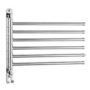 6 Holders Wall Mount Swivel Towel Rack with 180° Rotation Stainless Steel in Silver