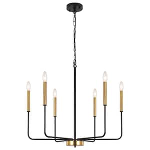 6-light Black and Gold Candlestick Chandelier for Kitchen with no bulbs included