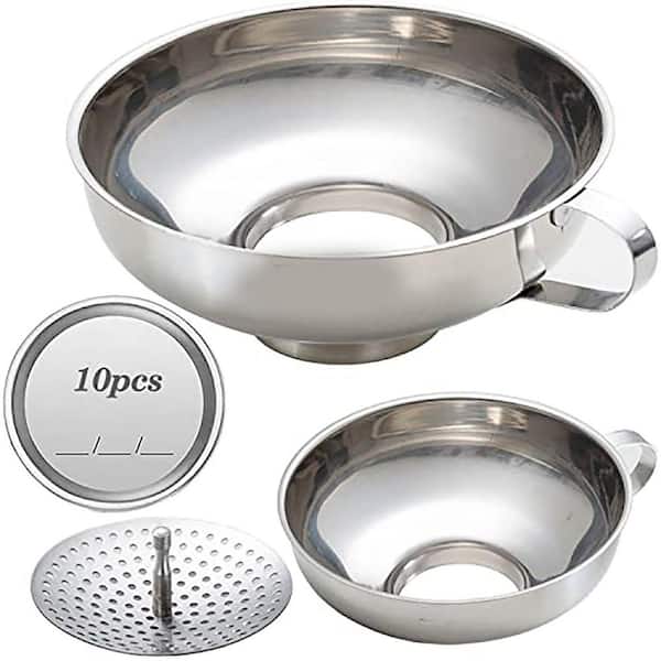 Stainless Steel Canning Funnel Set Food Grade Kitchen Wide Mouth Funnel Kit With Strainer For Jars Set of 3