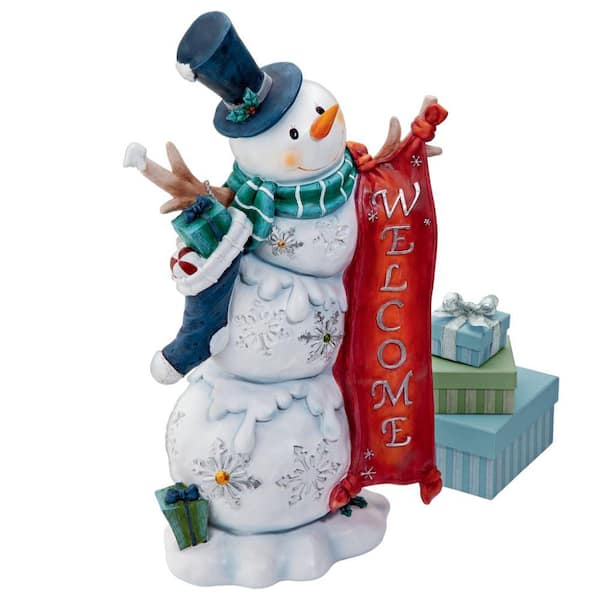 Frosted Woodland Snowman Family set of 3 Welcome