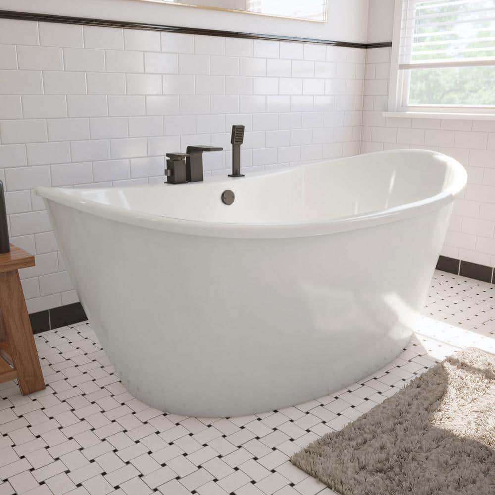 Caspian 66" White Acrylic Freestanding Bathtub
