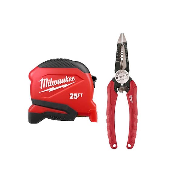 25FT Compact Tape Measure and Comfort Grip 6in1 Pliers