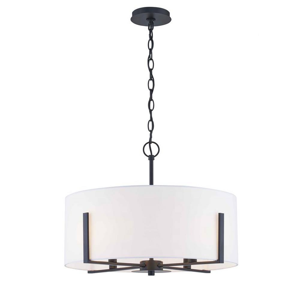 Home Decorators Collection Manhattan 4Light Matte Black Pendant Hanging Light with White Drum