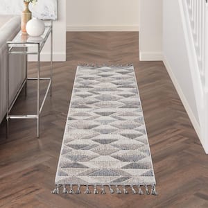 Paxton Grey/Charcoal 2 ft. x 8 ft. Geometric Contemporary Kitchen Runner Area Rug