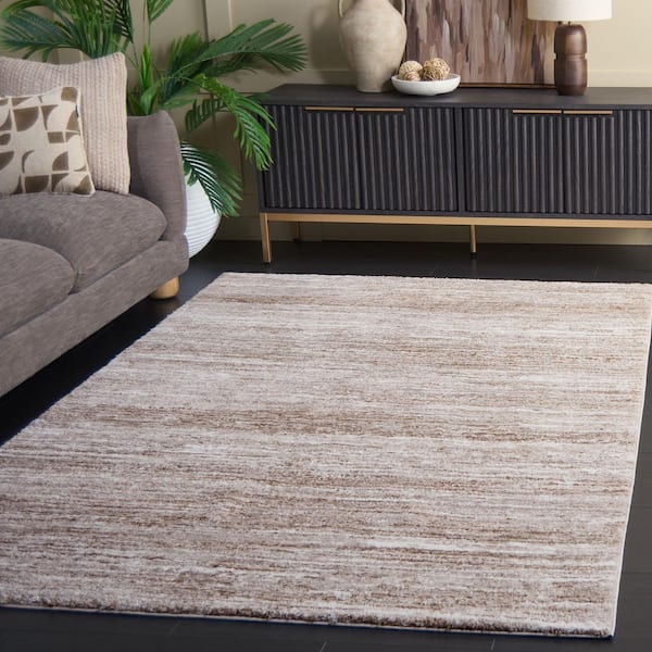 Northport 9 ft. x 12 ft. Taupe/Ivory Striped Distressed Area Rug
