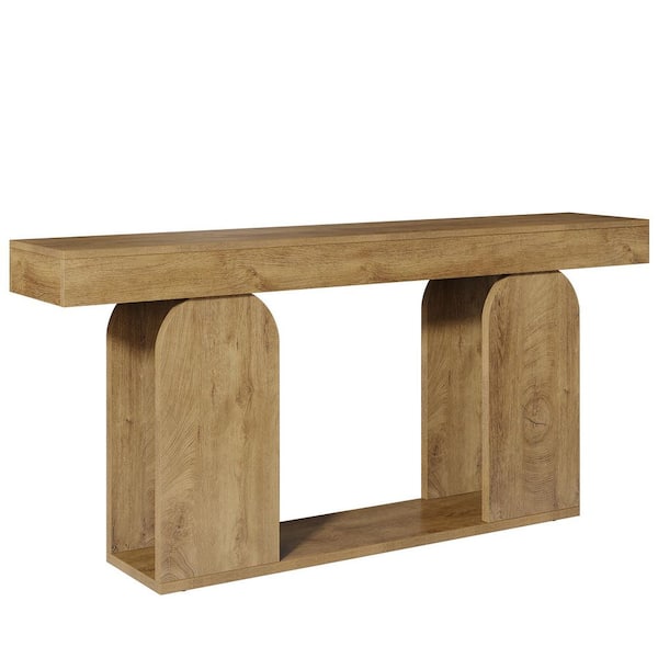 Turrella 70.87 in. 2-Tier Rustic Entry Way Table with Storage, Rectangle Brown Wood Console Table for Home Decor