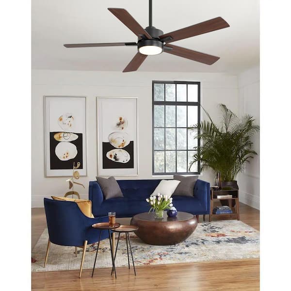 Charlie 52 in. Integrated LED Indoor Black Ceiling Fans with Light and Remote Control Included