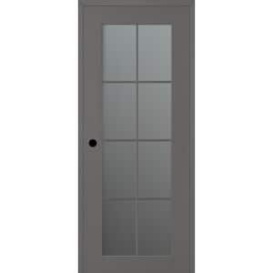 Vona 28 in. x 80 in. Right-Hand 8-Lite Frosted Glass Gray Matte Composite DIY-Friendly Single Prehung Interior Door