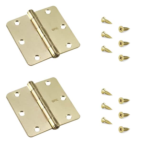 3-1/2 in. x 3-1/2 in. Brass Full Mortise Butt Hinge with Removable Pin (2-Pack)