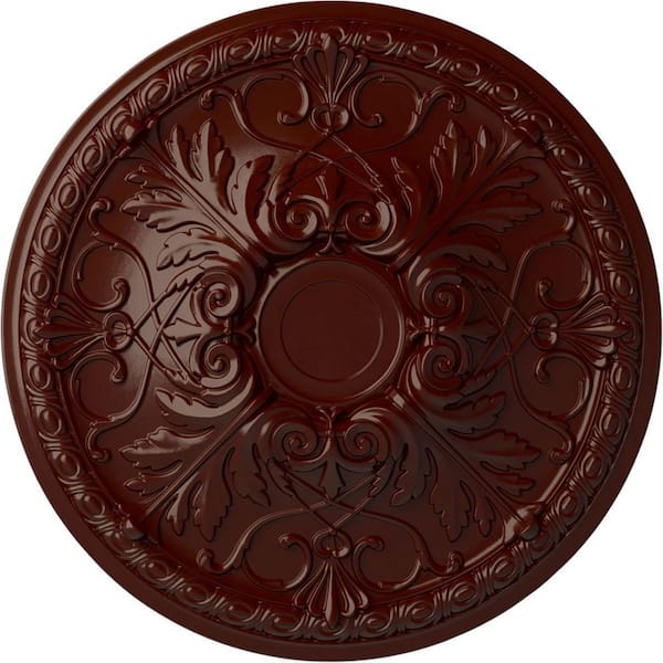 Ekena Millwork 26" x 3" Tristan Urethane Ceiling Medallion (Fits Canopies up to 5-1/2"), Brushed Mahogany