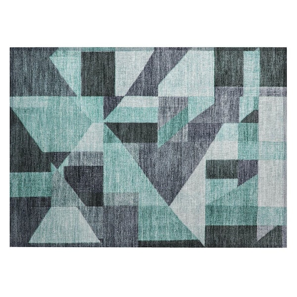 Chantille Machine Washable Indoor/Outdoor Abstract ACN2365 Teal 2 ft. x 3 ft. Accent Rug