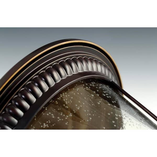 Westport Collection 1-Light Antique Bronze Clear Seeded Glass Traditional Outdoor Post Lantern Light