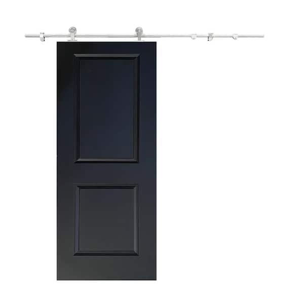 CALHOME 30 in. x 80 in. Black Painted Composite MDF 2 Panel Interior Sliding Barn Door with Hardware Kit