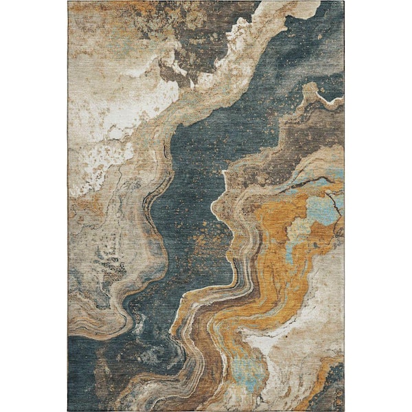 Mayfield Premium Machine Washable Abstract AMF1907 Wheat 10 ft. x 14 ft. Area Rug