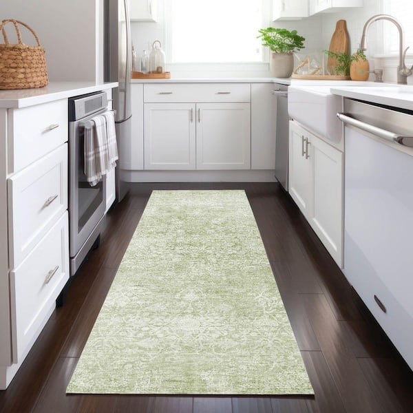Chantille Machine Washable Indoor/Outdoor Abstract ACN1763 Sage 2 ft. 3 in. x 7 ft. 6 in. Runner Rug