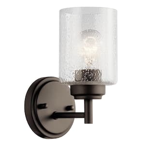 Winslow 1-Light Olde Bronze Bathroom Indoor Wall Sconce Light with Clear Seeded Glass Shade