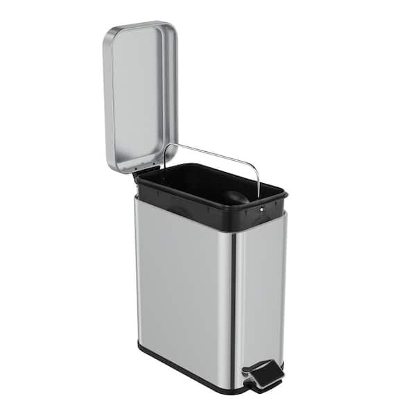 Stainless Steel Trash Can with Flip Cover Gold Household Kitchen Toilet Living Roomt with Garbage (Black and Silver)